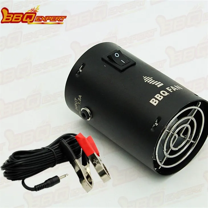 Елегантний круглий вентилятор для розпалювання вугільного вогню, повітродувка для барбекю, гриль, повітродувка, 12 В, із затискачем типу "алігатор" FD315A(R)